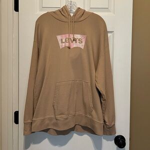 Levi's Women's Graphic Hoodie Size XXL. Beige and Pink. Pre-Owned